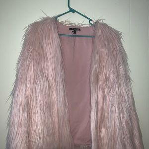 Pink faux fur coat